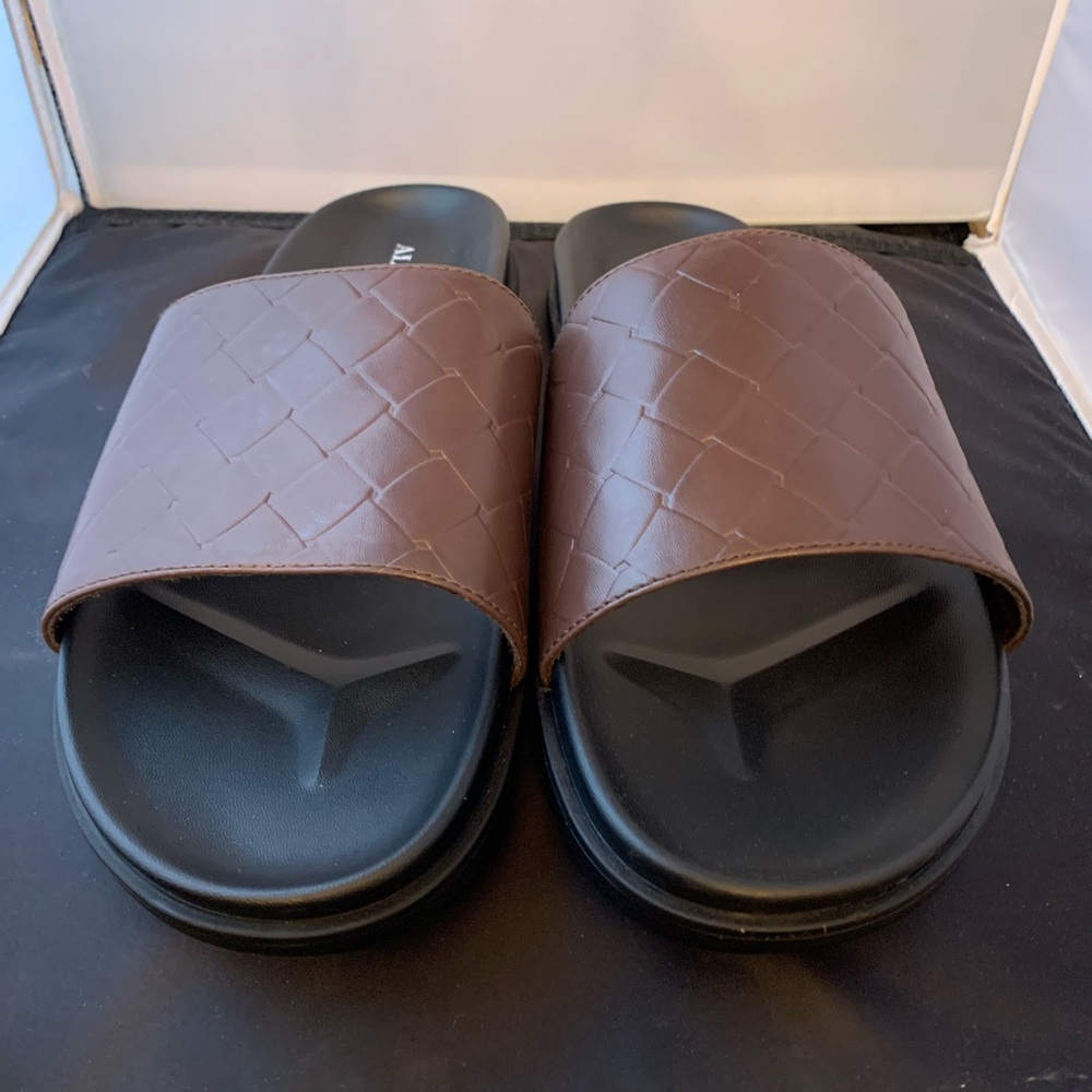 Alfani Atlas‎ Brown Slide Sandals Men’s Size 13 New With Box - Picture 2 of 4